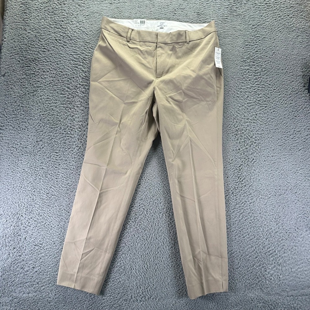 Crown & Ivy Cary Pant Womens 14W Beige Cotton Curvy Straight Business Stretch